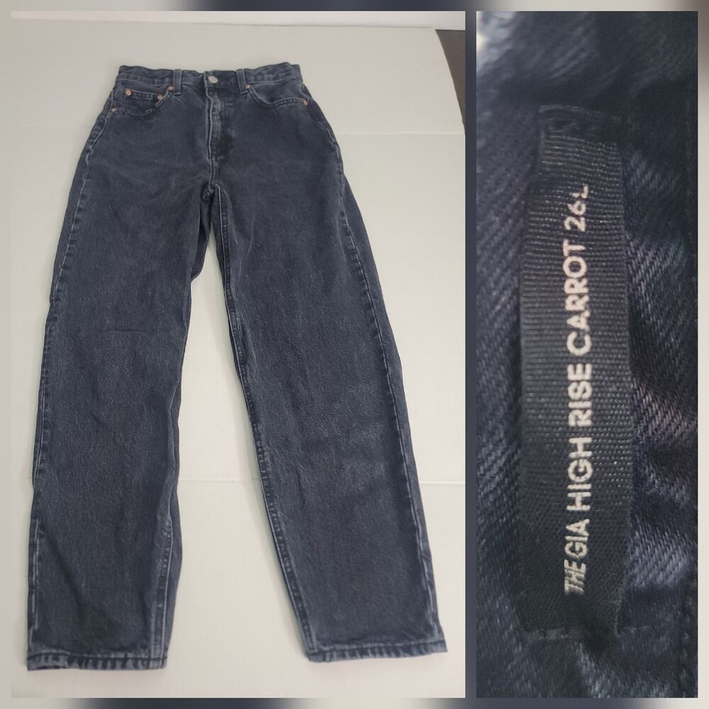 Aritzia Denim Forum The Gia Women's High Rise Tapered 5-Pocket Jeans 26 Charcoal